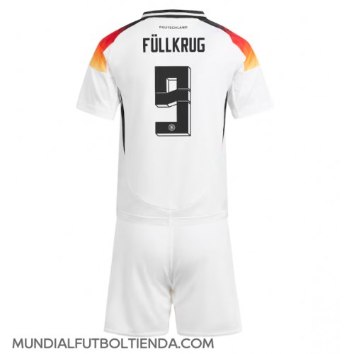 Camiseta Alemania Niclas Fullkrug #9 Primera Equipación Replica Eurocopa 2024 para niños mangas cortas (+ Pantalones cortos)